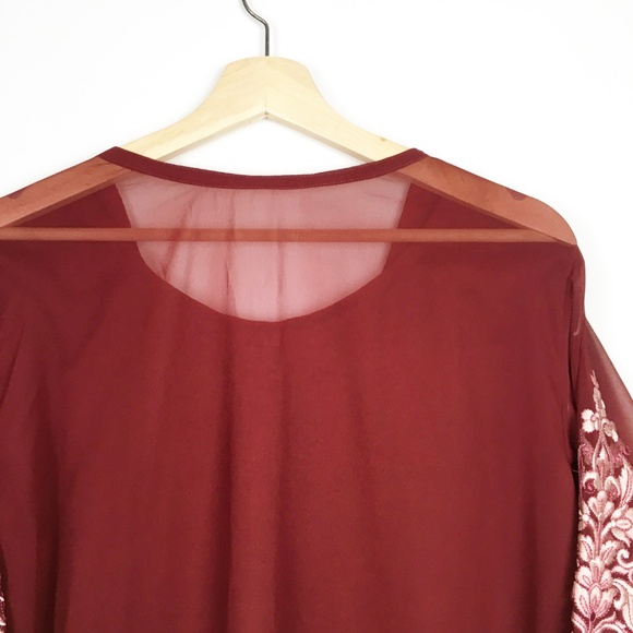 Long Sleeve Embellished Red Dress L - Picture 5 of 8